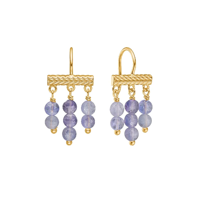 Best hoop earrings with sterling silver for an affordable and chic design-Mirage 18K Gold Plated Earrings w. Tanzanite