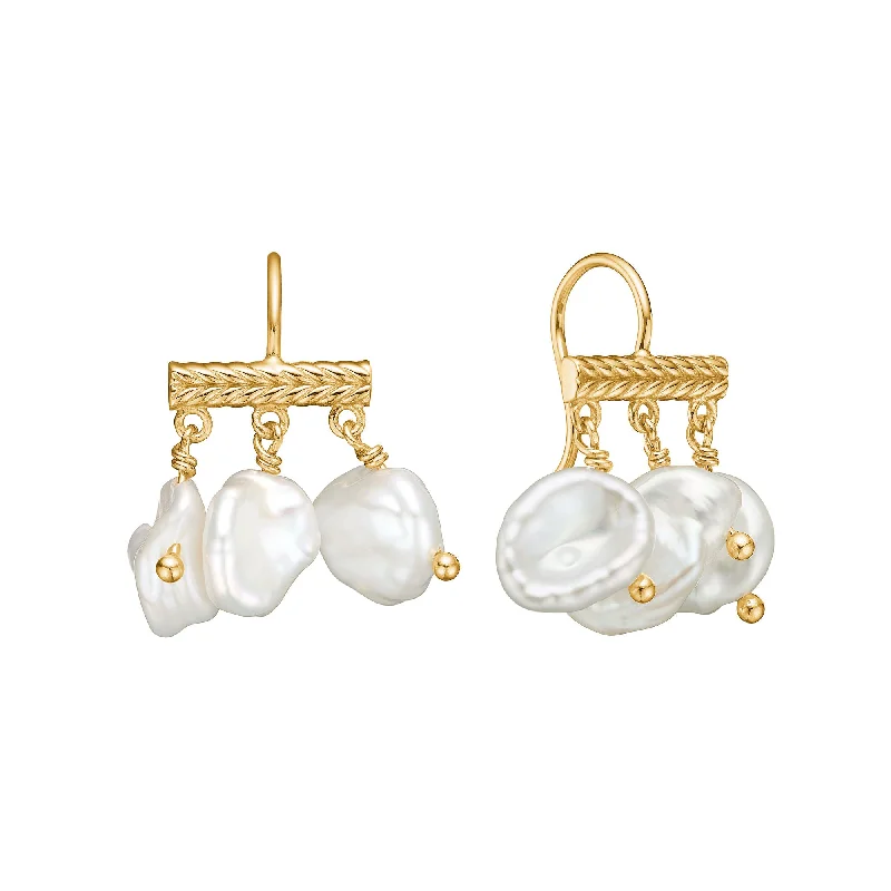 Best hoop earrings with smooth ceramic finishes for a polished, clean style-Mirage 18K Gold Plated Earrings w. White Pearls