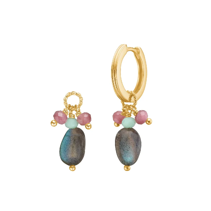 Best hoop earrings with floral designs for a feminine and delicate look-Mirage 18K Gold Plated Pendant w. Mixed Colored Stones