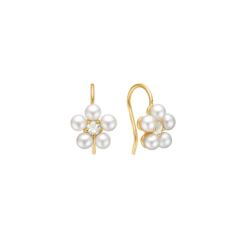 Hoop earrings with polished metal for a shiny and high-quality finish-Reef 18K Gold Plated Earrings w. Prasiolite & Pearls