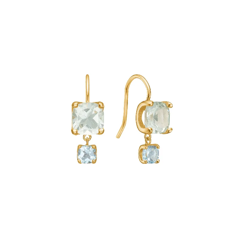 Best hoop earrings with twisted rope designs for a nautical-inspired style-Reef 18K Gold Plated Earrings w. Prasiolite & Topaz