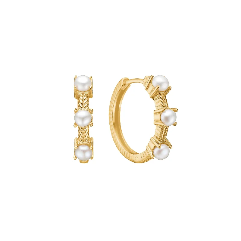 Best hoop earrings with custom engravings for a personalized and meaningful gift-Reef 18K Gold Plated Large Hoops w. Pearl