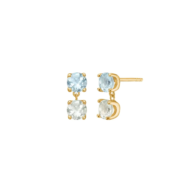 Best hoop earrings with vintage rhinestone embellishments for a retro-glam effect-Reef 18K Gold Plated Studs w. Topaz & Prasiolite