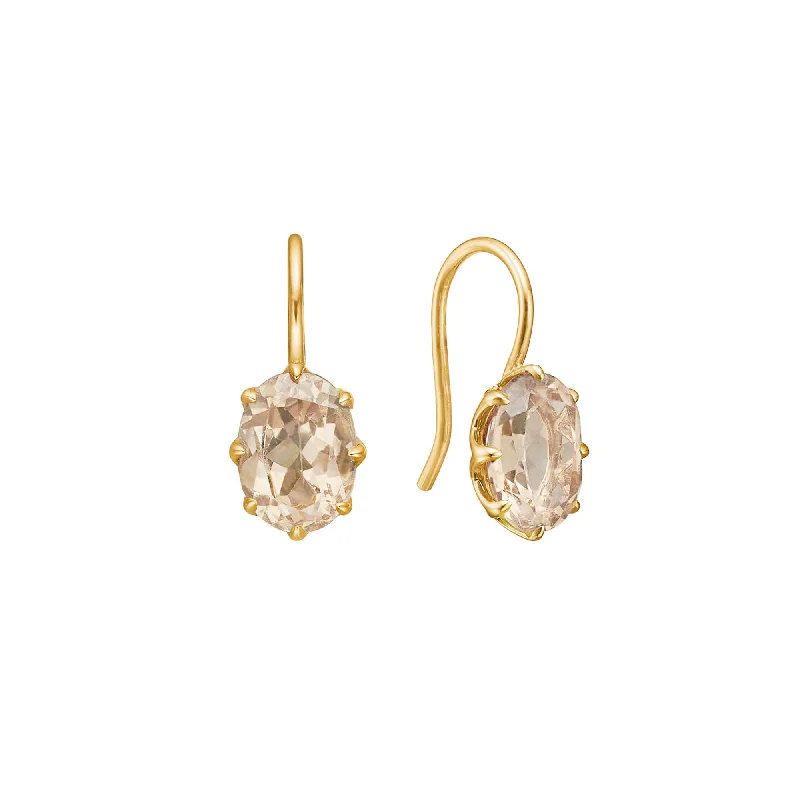 Stylish hoop earrings with diamond accents for an elegant and sparkling effect-Stella 10K Gold Earrings w. Champagne Quartz