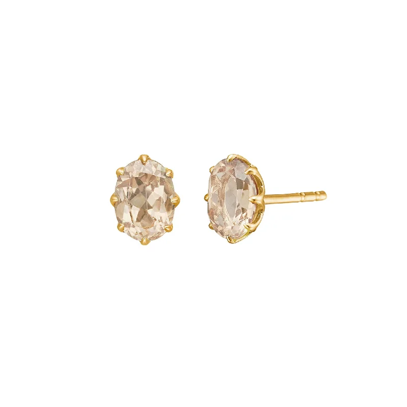 Best hoop earrings with stacked layers for a dimensional and bold look-Stella 10K Gold Studs w. Champagne Quartz