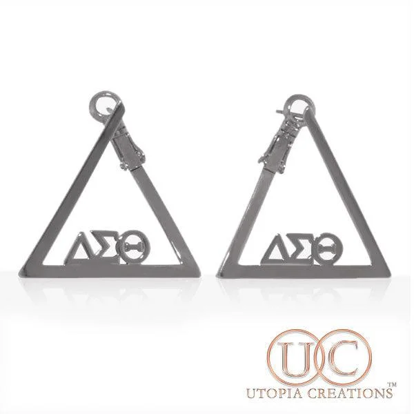 Best hoop earrings with minimalist designs for a clean and modern aesthetic-ΔΣΘ Delta Greek Symbol Earrings