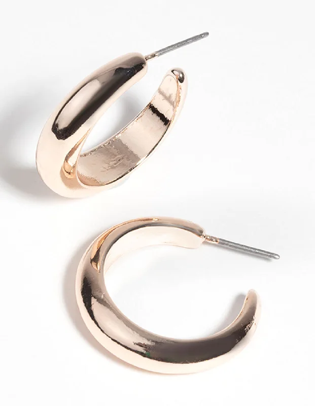 Hoop earrings with resin accents for a bold and colorful design-Rose Gold Hollow Huggie Earrings