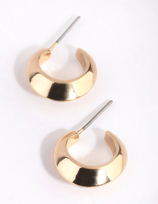 Hoop earrings with a matte finish for a sleek and sophisticated appearance-Gold Pointed Huggie Hoop Earrings