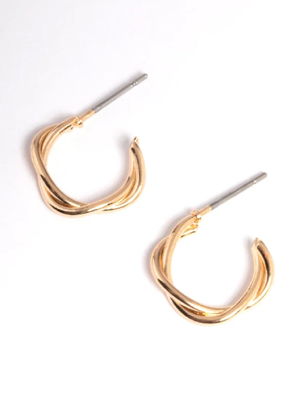 Hoop earrings with hearts for a sweet and romantic gesture-Gold Soft Twist Huggie Earrings