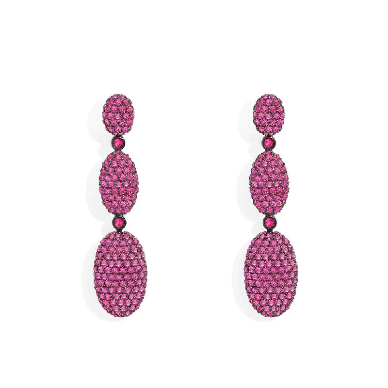 Hoop earrings with faceted crystals for added sparkle and shine-Fuchsia Oval Earrings