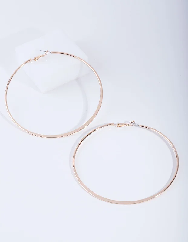 Hoop earrings with cut-out designs for a creative and lightweight effect-Gold Flat Edge Hoop 9cm Earring Pack