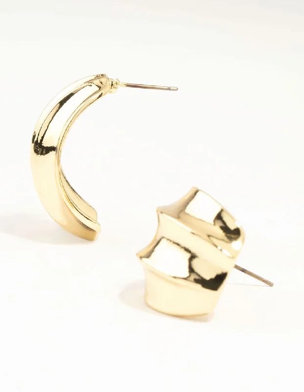 Best hoop earrings with matte finish for a sophisticated, understated design-Gold Plated Chubby Wavy Hoop Earrings