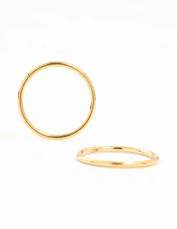 Hoop earrings with open designs for a modern, lighthearted vibe-Gold Plated Surgical Steel Medium Sleeper Earrings 12 mm