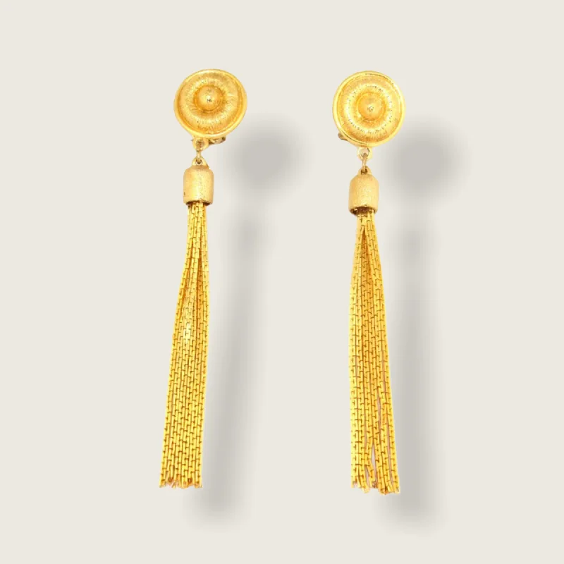 Best hoop earrings with minimal embellishments for a sleek and modern look-Gold Tassell Earrings Chandelier