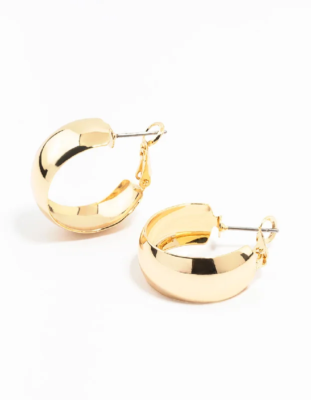 Best hoop earrings with twisted rope designs for a nautical-inspired style-Gold Thin Wide Hoop Earrings