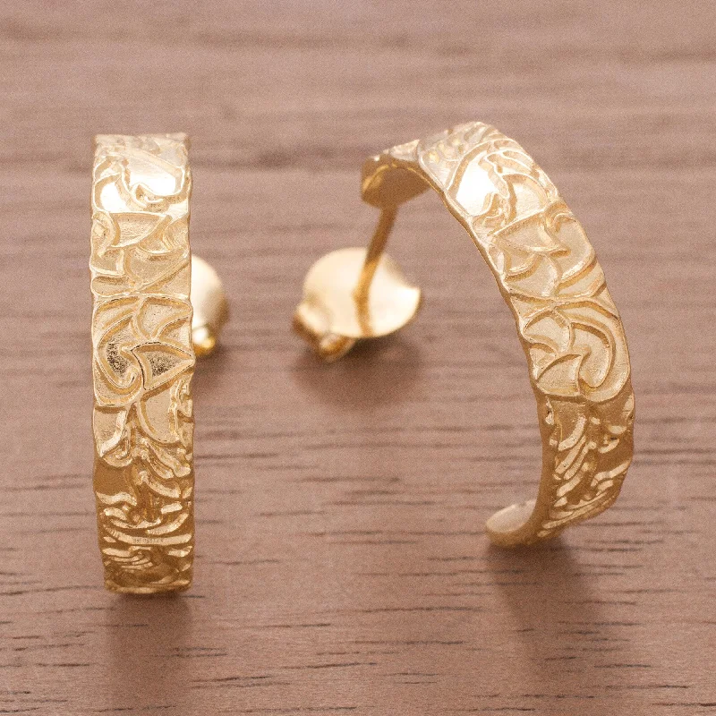 Hoop earrings with removable pendants for a versatile and customizable accessory-Golden Fantasy 18k Gold Plated Sterling Silver Half-Hoop Earrings from Peru