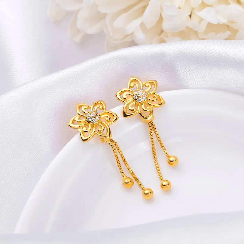 Hoop earrings with textured gold for a refined and sophisticated aesthetic-Golden Petals 925 Sterling Silver Gold-Plated Flower Earrings