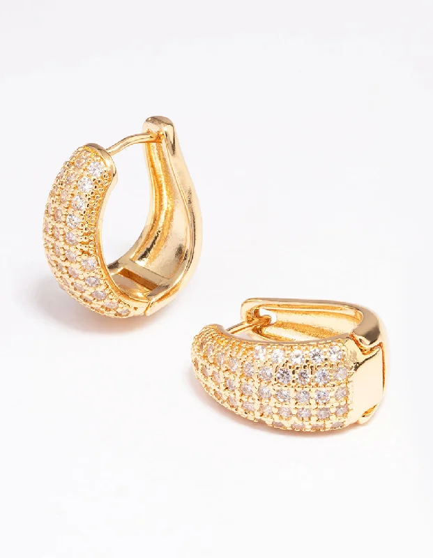 Best hoop earrings with geometric triangle shapes for a modern, chic design-Gold Plated Cubic Zirconia Bold Hoop Earrings