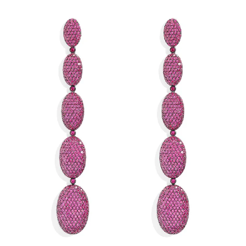 Best hoop earrings with multi-colored gemstones for a vibrant and lively touch-Long Fuchsia Oval Earrings