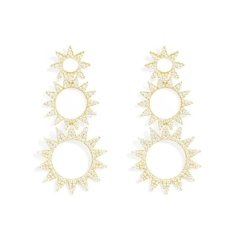 Medium hoop earrings for an everyday look with the perfect balance of style-Long Sun Earrings