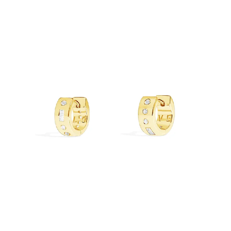 Medium hoop earrings for an everyday look with the perfect balance of style-LOVE Morse Code Huggie Earrings