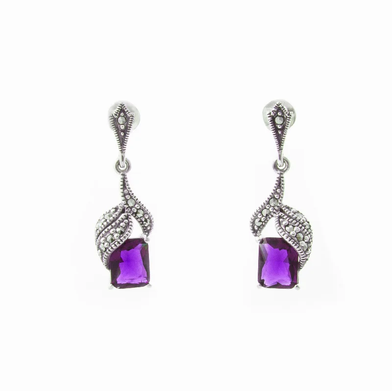 Best hoop earrings with snake-inspired designs for an edgy and fierce vibe-Marcasite Amethyst Earrings