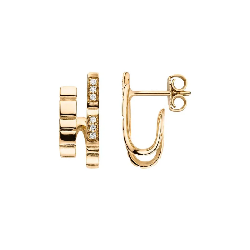 Hoop earrings with abstract shapes for an artistic and creative touch-Double Loveline 18K Gold Hoops w. Diamonds