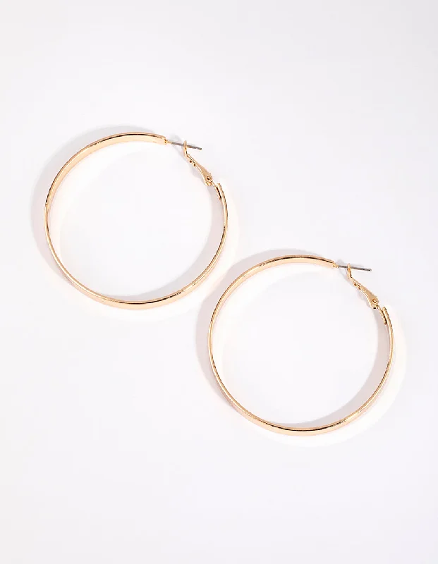 Best hoop earrings with multi-colored gemstones for a vibrant and lively touch-Gold Flat Hoop Earrings