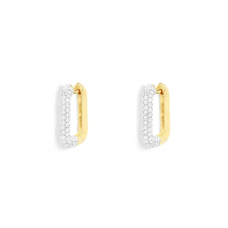 Hoop earrings with spiral designs for a dynamic and fluid look-Mini Pavé Rectangle Earrings