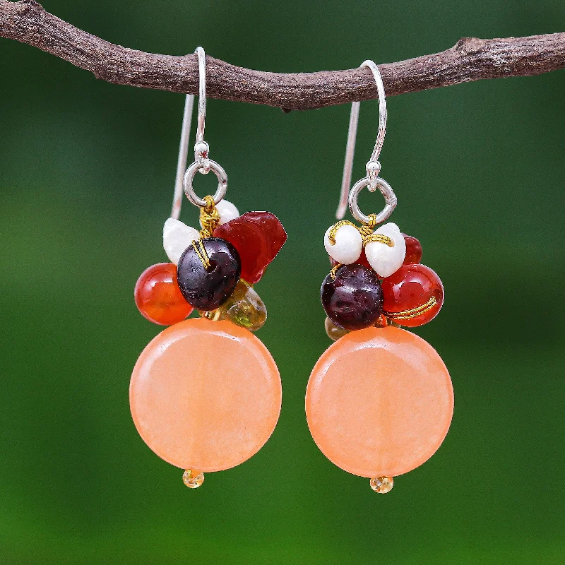 Hoop earrings with intricate designs for a unique and artistic appearance-Orange Love Multi-gemstone Sterling Silver Dangle Earrings