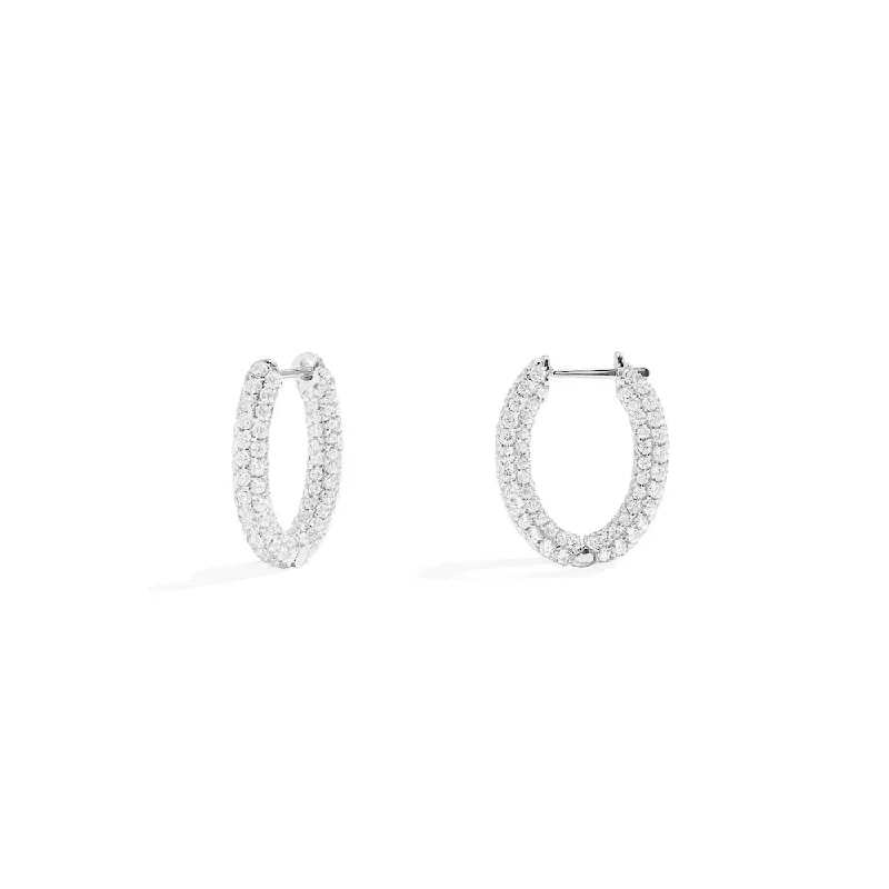 Hoop earrings with leather accents for a sleek and bold combination-Pavé Hoop Earrings