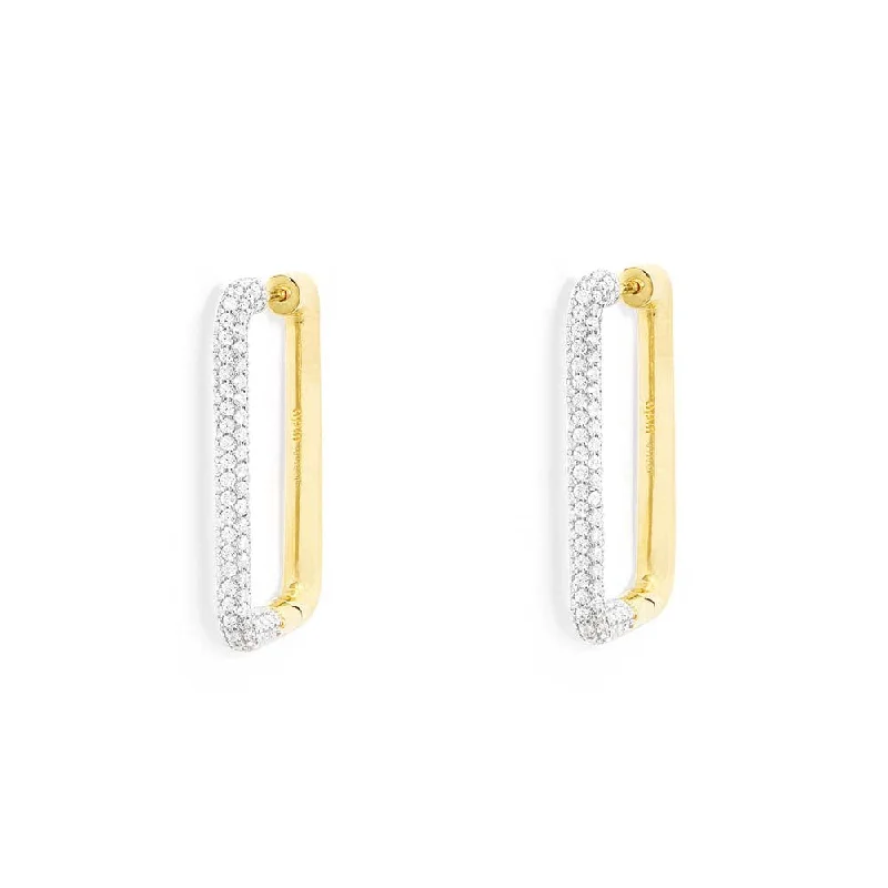 Best hoop earrings with asymmetrical designs for a fashion-forward, avant-garde look-Pavé Rectangle Earrings