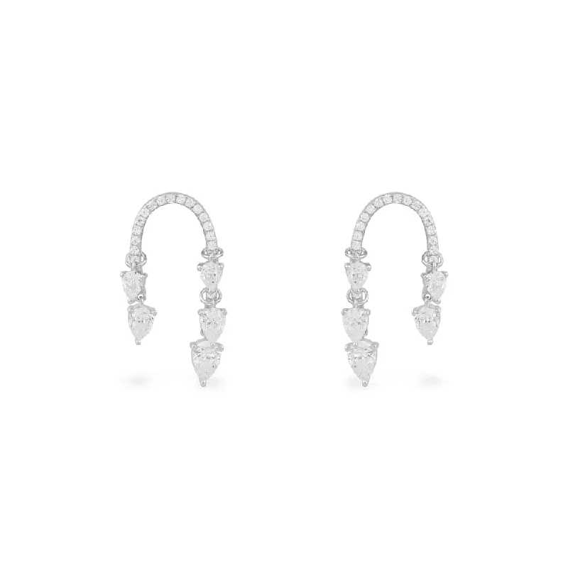 Hoop earrings with leather accents for a sleek and bold combination-Pavé Pear Stones Arch Earrings