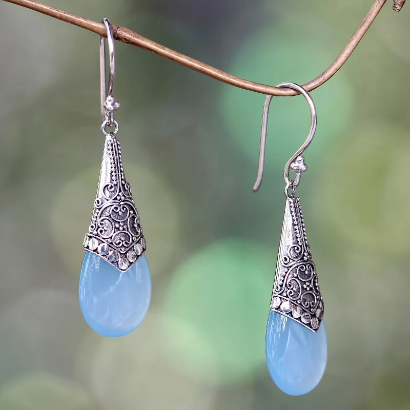 Best hoop earrings with infinity designs for a timeless and meaningful symbol-Puncak Jaya in Blue Light Blue Chalcedony and Sterling Silver Dangle Earrings