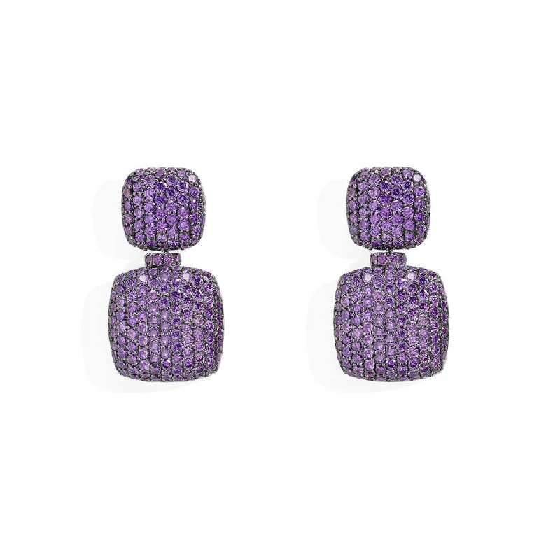 Hoop earrings with luxe velvet finishes for a rich and luxurious touch-Purple Square Earrings