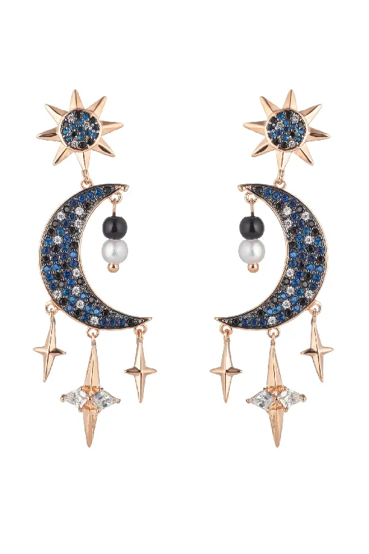 Hoop earrings with leather accents for a sleek and bold combination-Qamar CZ Earrings