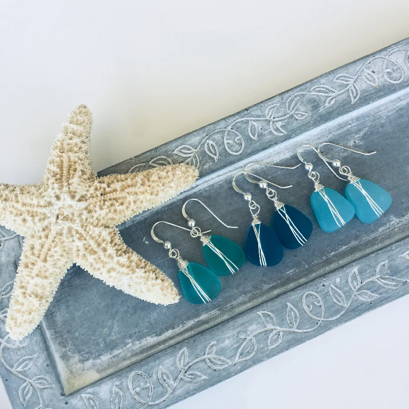 Best hoop earrings with matching bracelets for a coordinated jewelry set-Recycled glass ‘sea glass style’