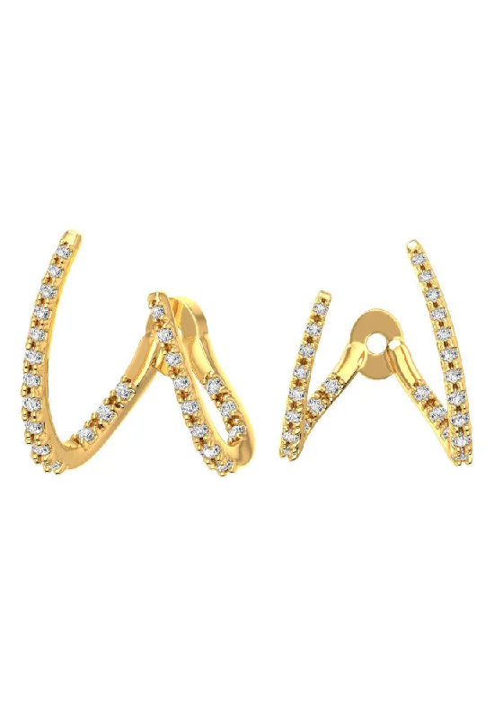 Best hoop earrings with enamel details for a colorful and modern look-Adjustable Line Claws 18K Gold Earring w. Lab-Grown Diamonds