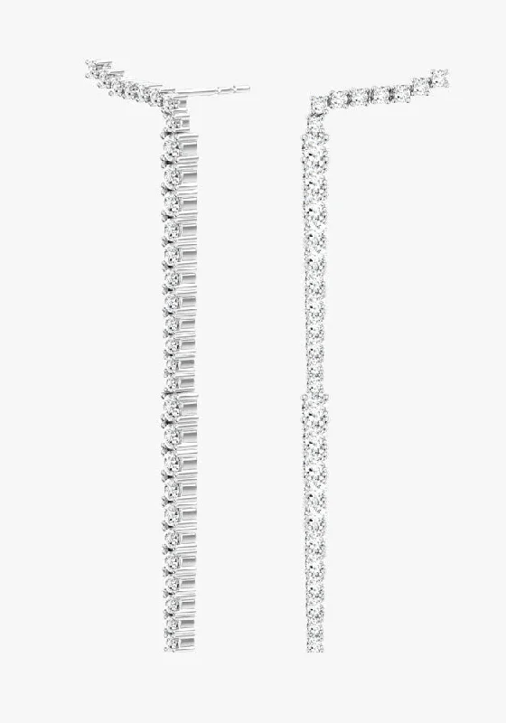 Best hoop earrings with angel wing accents for a spiritual and meaningful design-Cascade Degrade 18K Whitegold Earrings w. Lab-Grown Diamonds