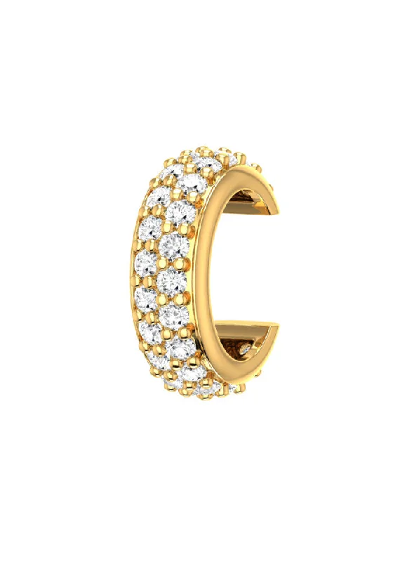 Large hoop earrings for a bold and statement-making fashion accessory-Grand Pave 18K Gold Ear Cuff w. Lab-Grown Diamonds