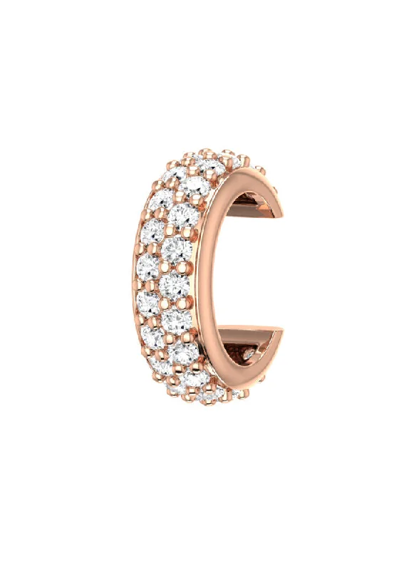 Best hoop earrings with stacked layers for a dimensional and bold look-Grand Pave 18K Rosegold Ear Cuff w. Lab-Grown Diamonds