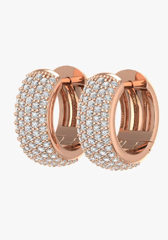 Hoop earrings with luxe velvet finishes for a rich and luxurious touch-Grand Pave 18K Rosegold Earrings w. Lab-Grown Diamonds