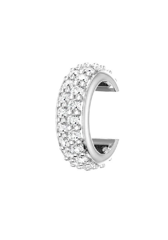 Best hoop earrings with geometric cuts for a sharp, modern appeal-Grand Pave 18K Whitegold Ear Cuff w. Lab-Grown Diamonds