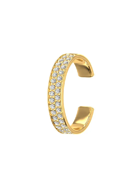 Hoop earrings with textured finishes for a vintage and classic style-Pave 18K Gold Ear Cuff w. Lab-Grown Diamonds