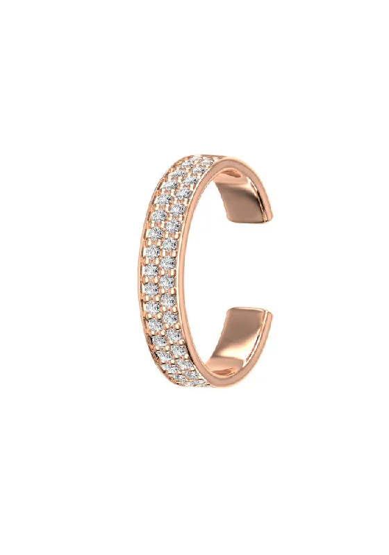 Hoop earrings with dangling charms for a playful and fun look-Pave 18K Rosegold Ear Cuff w. Lab-Grown Diamonds