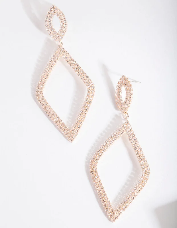 Hoop earrings with abstract wirework for an artistic, unique look-Rose Gold Diamante Earrings