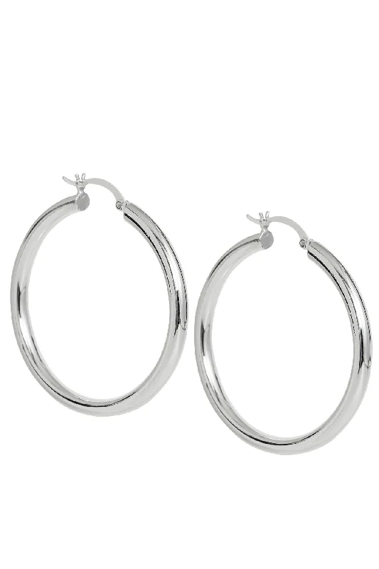 Best hoop earrings with geometric shapes for a modern and artistic appeal-Rhod. Plated Chubby Large Hoop Earrings