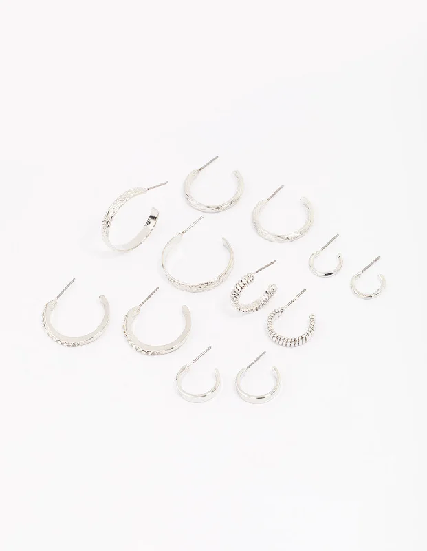 Best hoop earrings with infinity designs for a timeless and meaningful symbol-Silver Multi Hoop Earring 6-Pack