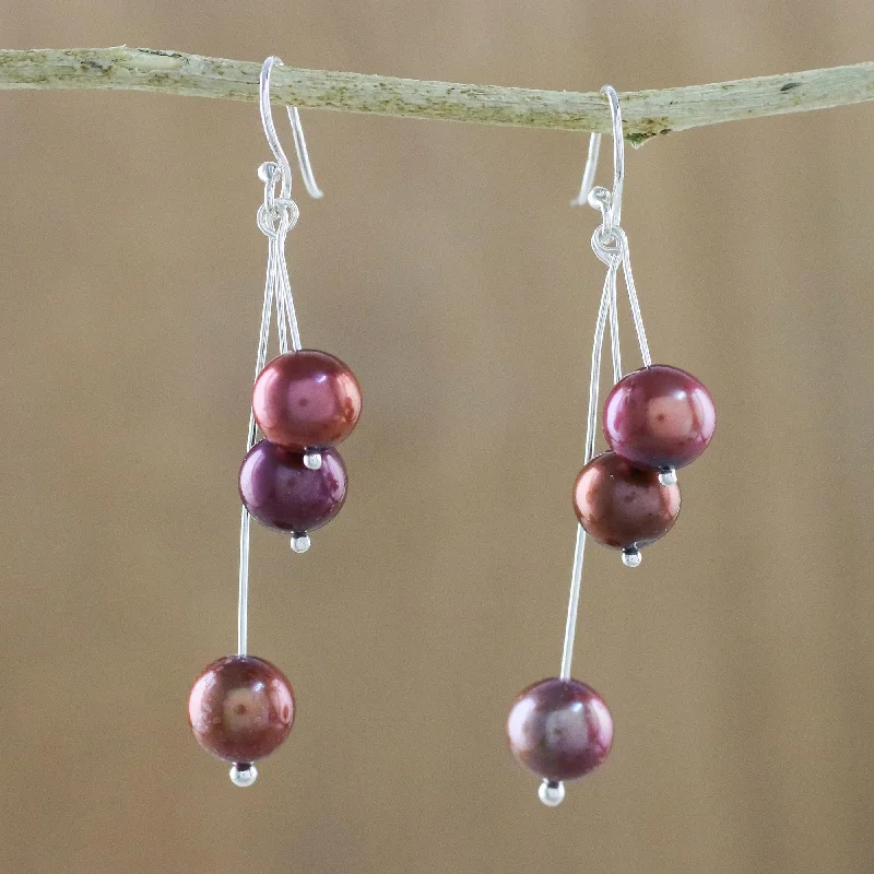 Best hoop earrings with custom designs for a personalized, unique accessory-Ripe Berries Red Cultured Pearl and Sterling Silver Dangle Earrings