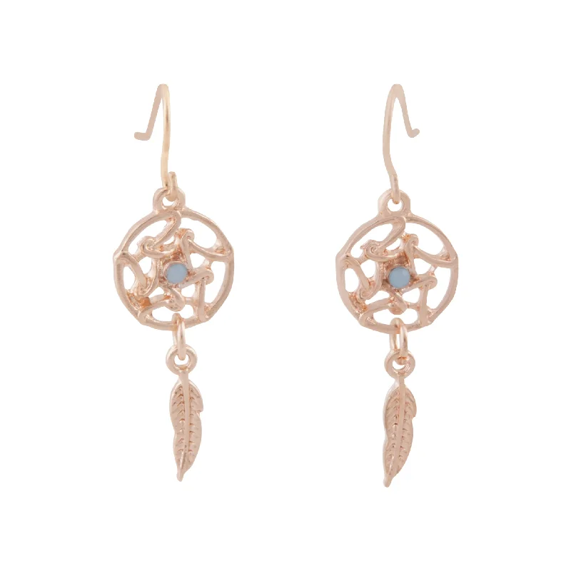 Hoop earrings with a matte finish for a sleek and sophisticated appearance-Rose Gold Mini Dreamcatcher Earrings